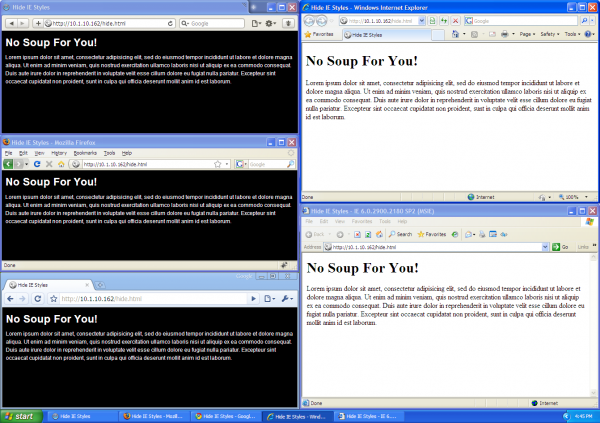 Hiding styles from Internet Explorer