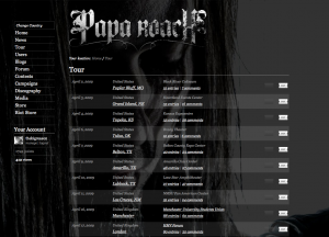 Papa Roach events page
